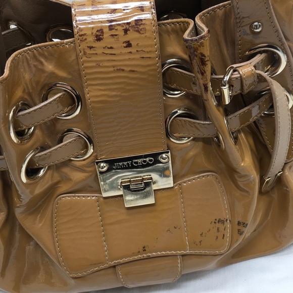 Jimmy Choo Patent Leather Hobo Shoulder Handbag ✅Offers Welcome - Picture 3 of 16